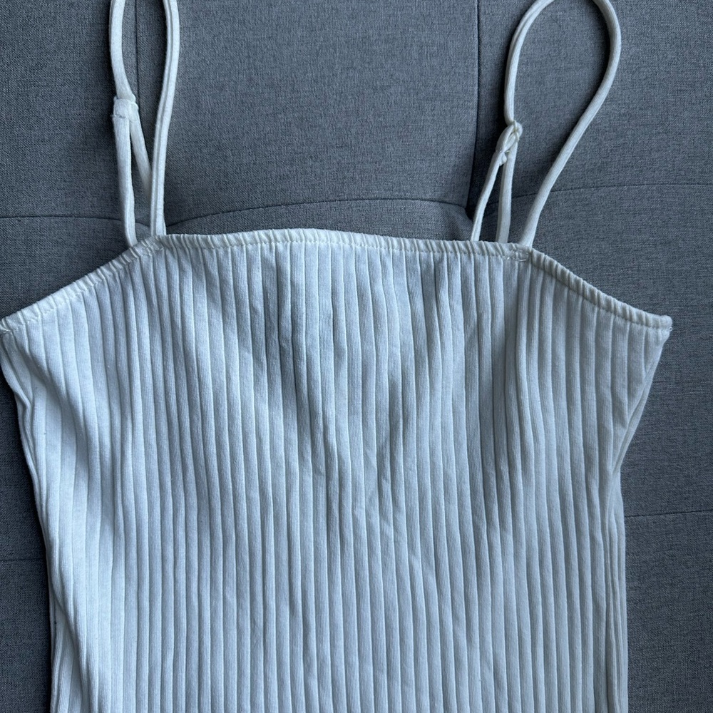 White Ribbed One Piece - Picture 2 of 4